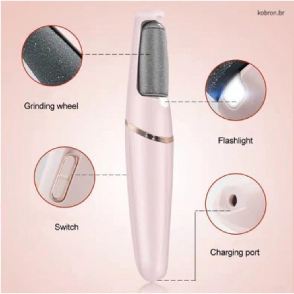 Lixador de Pé Elétrico - Esfoliador Tira Calos Pedicure Portátil Lixa Elimina Calo Portátil Usb Pilha