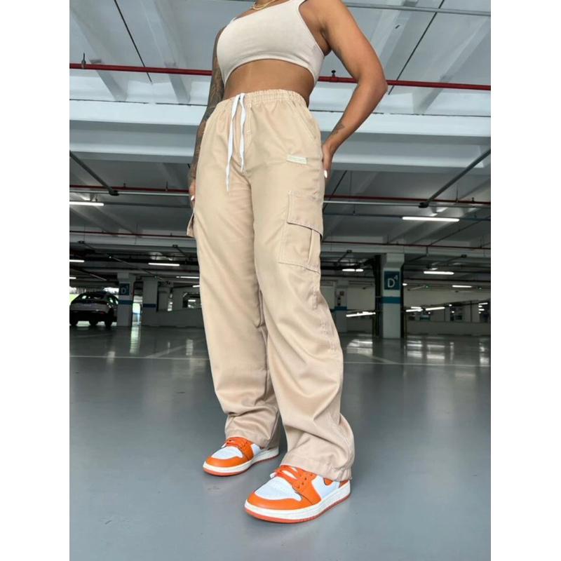 Calça Cargo Feminina e Masculina Boca Larga Skatista Streewear