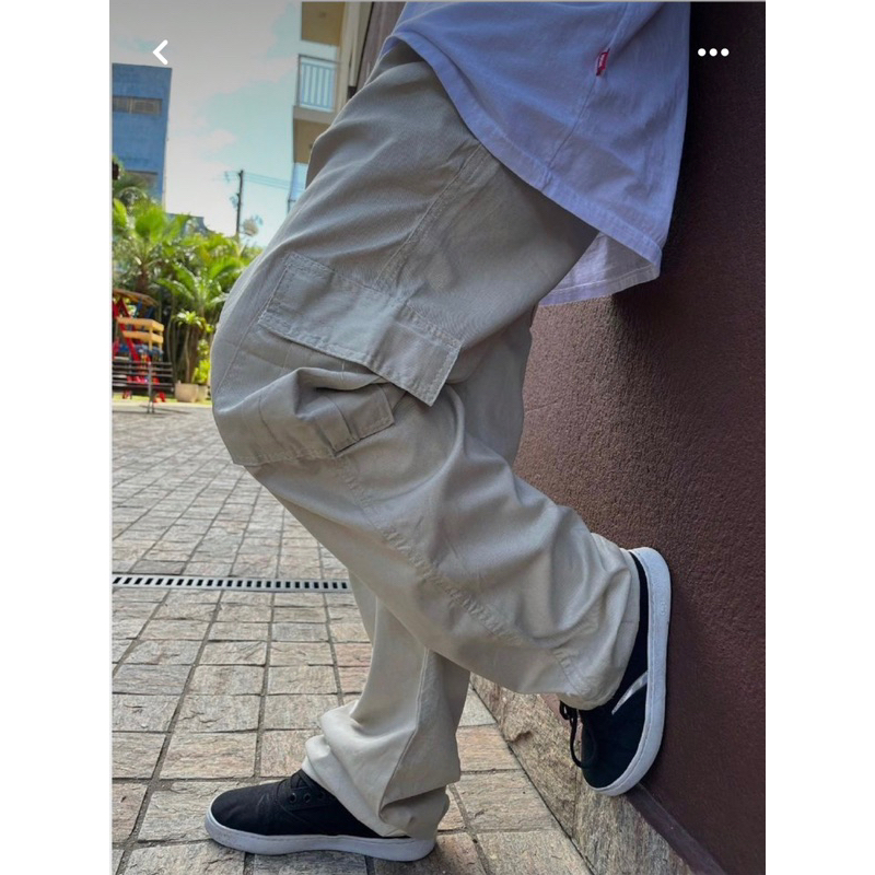 Calça Cargo Feminina e Masculina Boca Larga Skatista Streewear