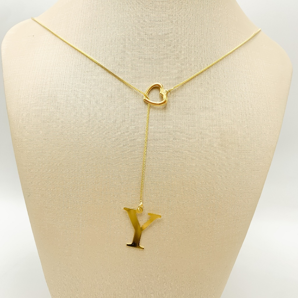 Colar Feminino Gravatinha de Letra Inicial Folheado a Ouro e Prata925