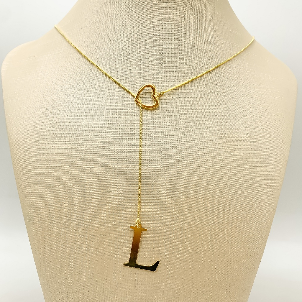 Colar Feminino Gravatinha de Letra Inicial Folheado a Ouro e Prata925