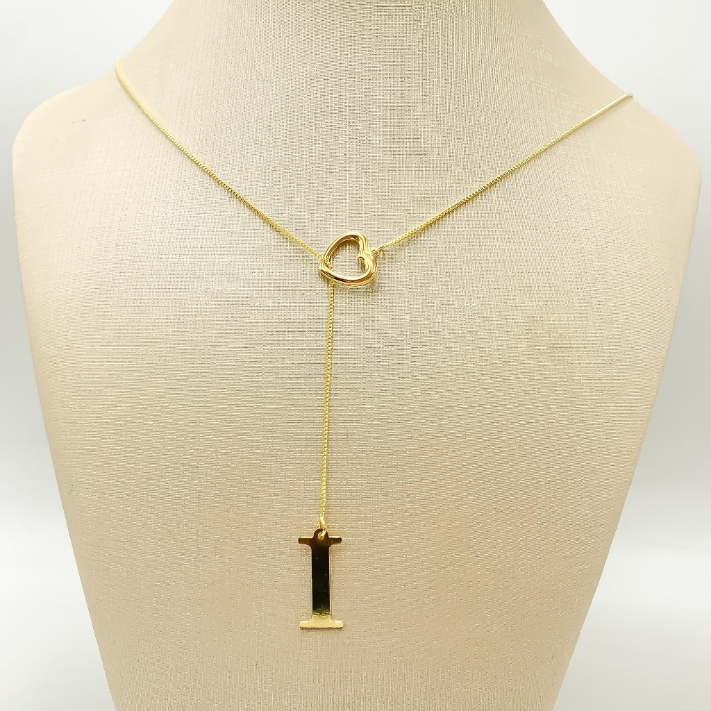 Colar Feminino Gravatinha de Letra Inicial Folheado a Ouro e Prata925