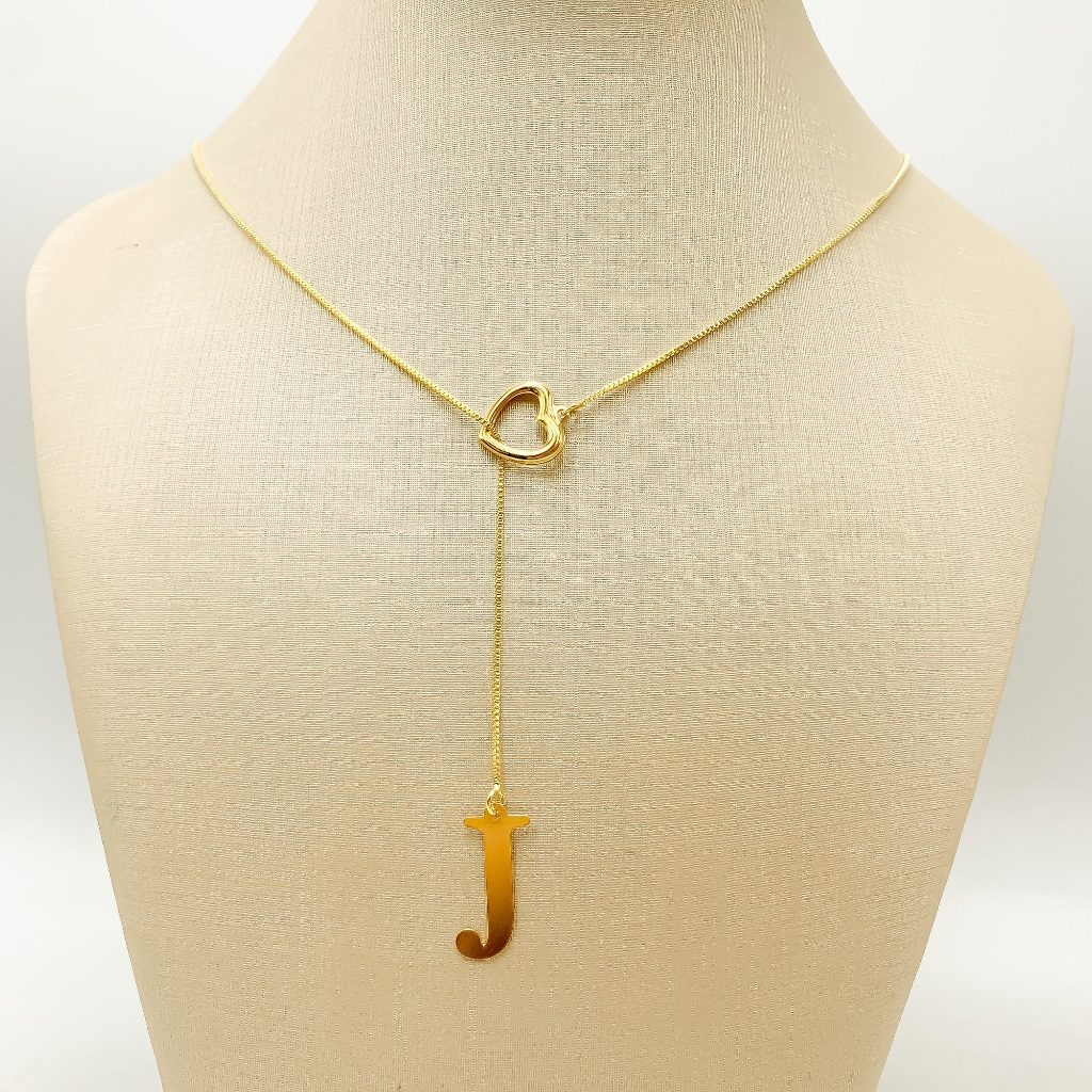 Colar Feminino Gravatinha de Letra Inicial Folheado a Ouro e Prata925