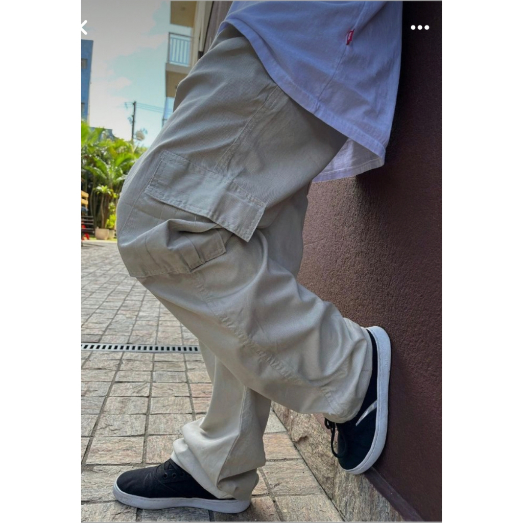 Calça Cargo Feminina e Masculina Boca Larga Skatista Streewear