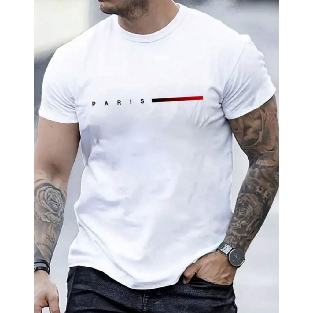 Camiseta Masculina Streetwear Paris Style T-Shirt 100% Algodão Malha 30.1