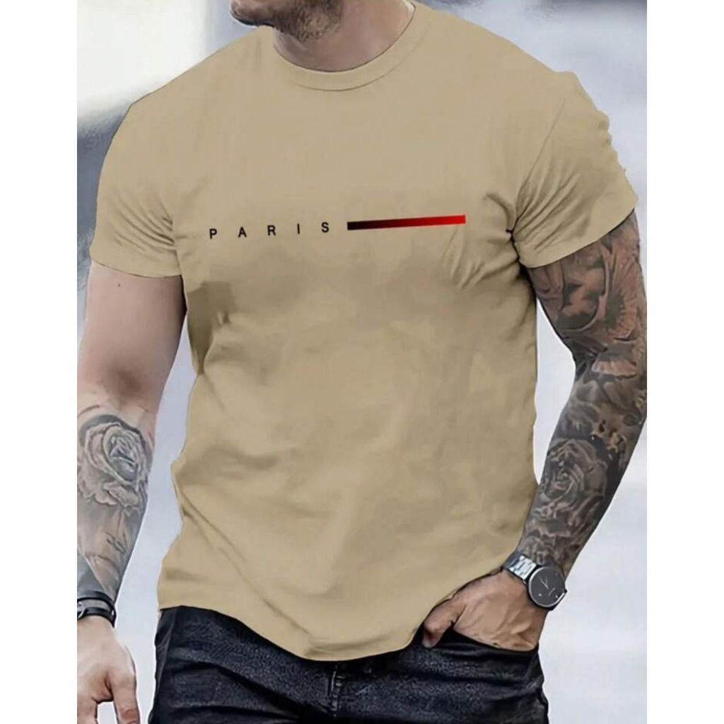 Camiseta Masculina Streetwear Paris Style T-Shirt 100% Algodão Malha 30.1
