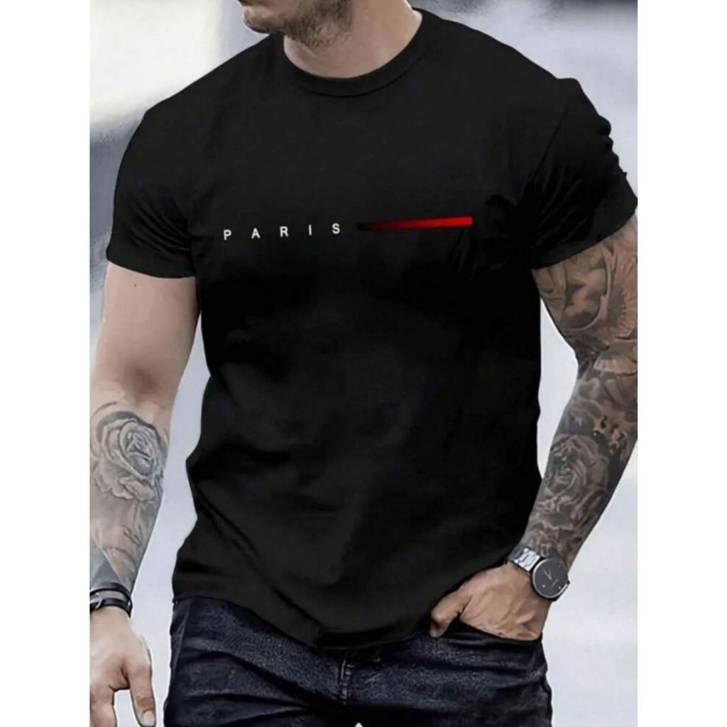 Camiseta Masculina Streetwear Paris Style T-Shirt 100% Algodão Malha 30.1
