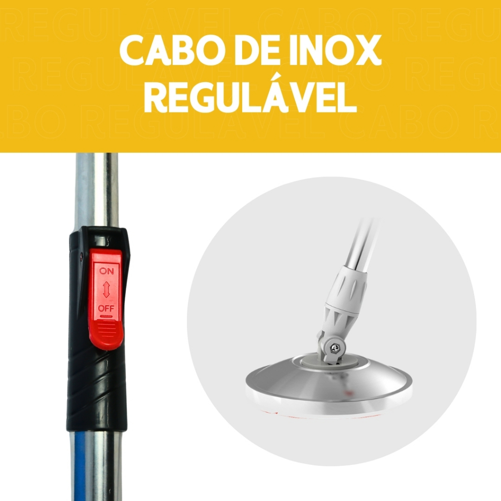 Mop Girátorio Cleaner Profissional – Balde com Centrífuga 14L + Refil Duplo e Cabo Reforçado - MN