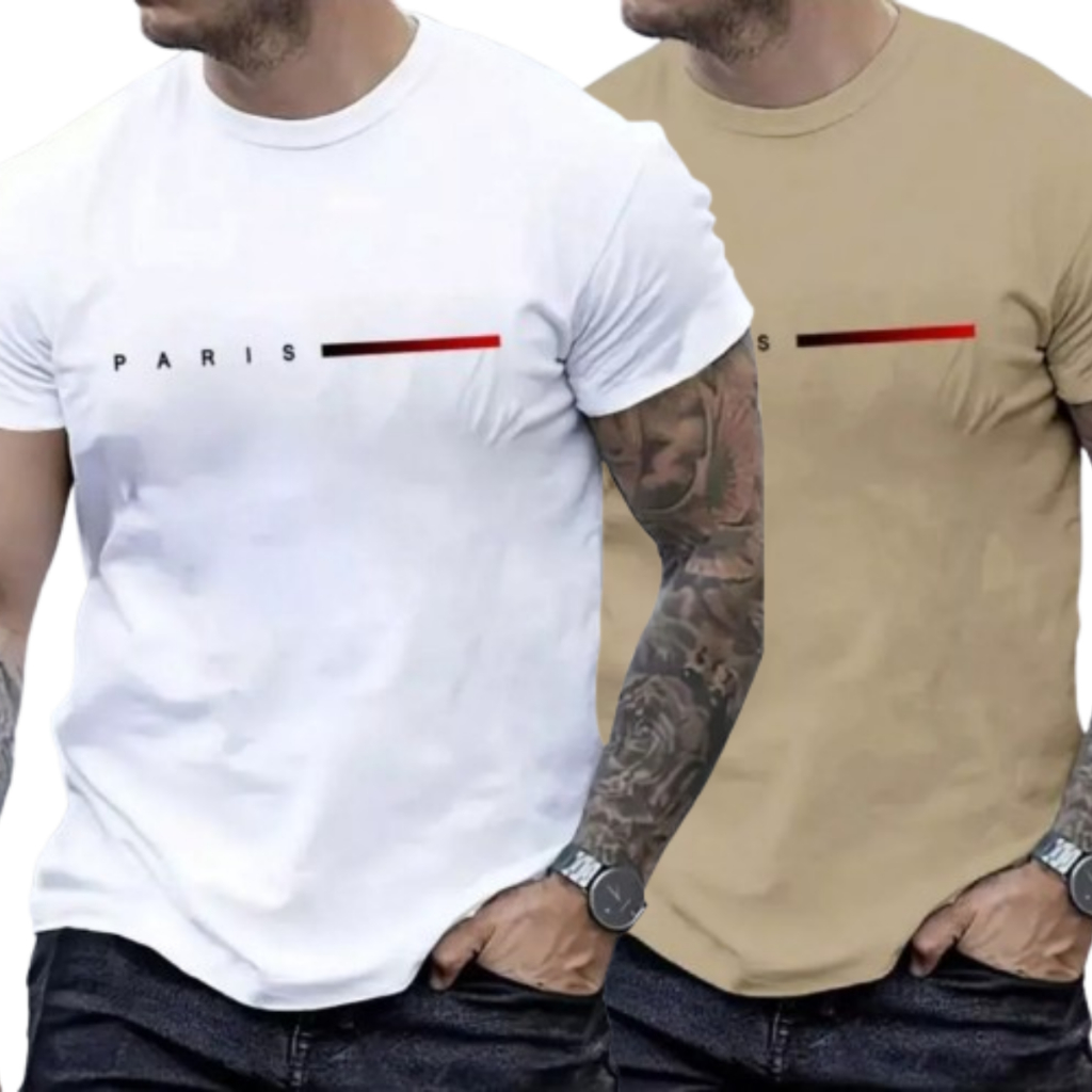 Camiseta Masculina Streetwear Paris Style T-Shirt 100% Algodão Malha 30.1