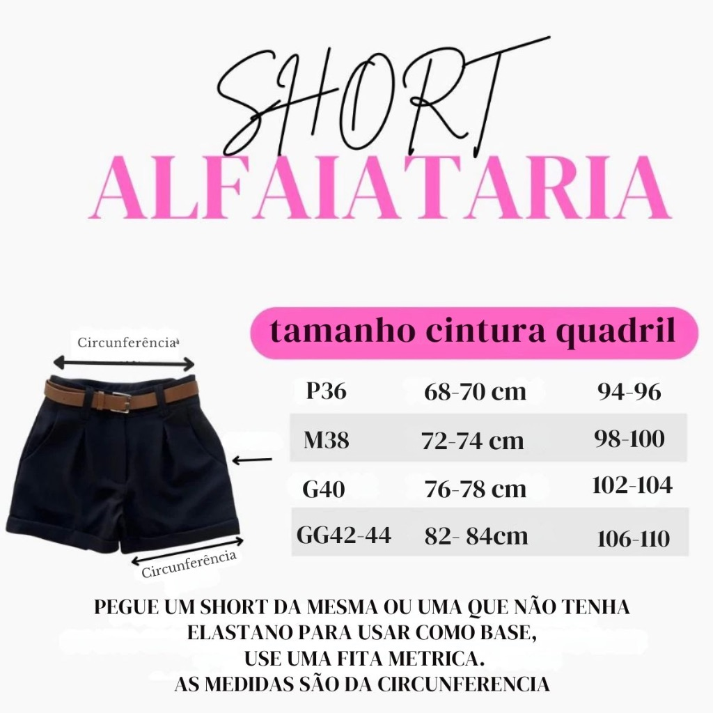 Short Feminino Alfaiataria Social com Cinto Cintura Alta Com Bolso PROMOÇÃO