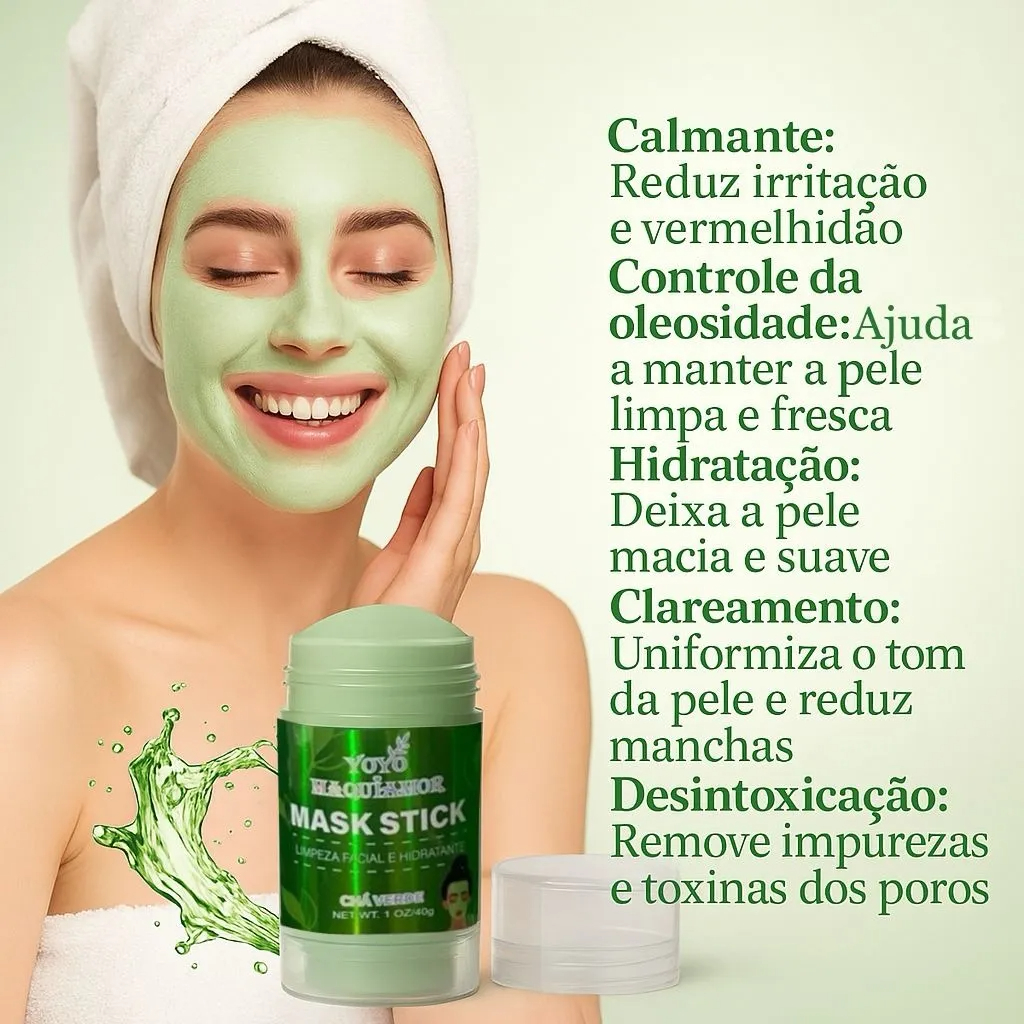 Máscara Chá Verde Remover de Cravos Anti-Acne Hidratante Beleza Pele Facial Clean Face Clareador Mask Stick FEBELLA Hot