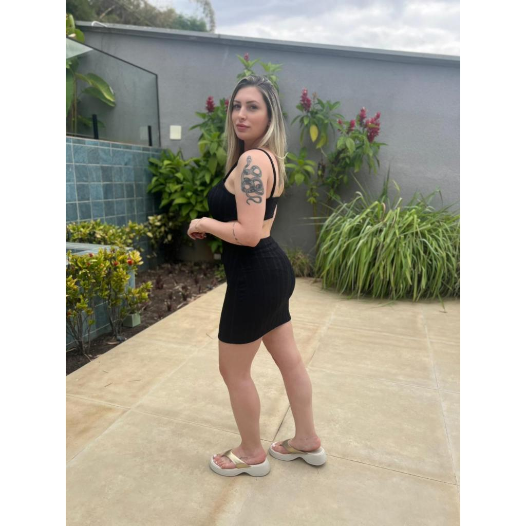 Vestido Feminino tubinho alça com bojo abertura nas laterais elegante