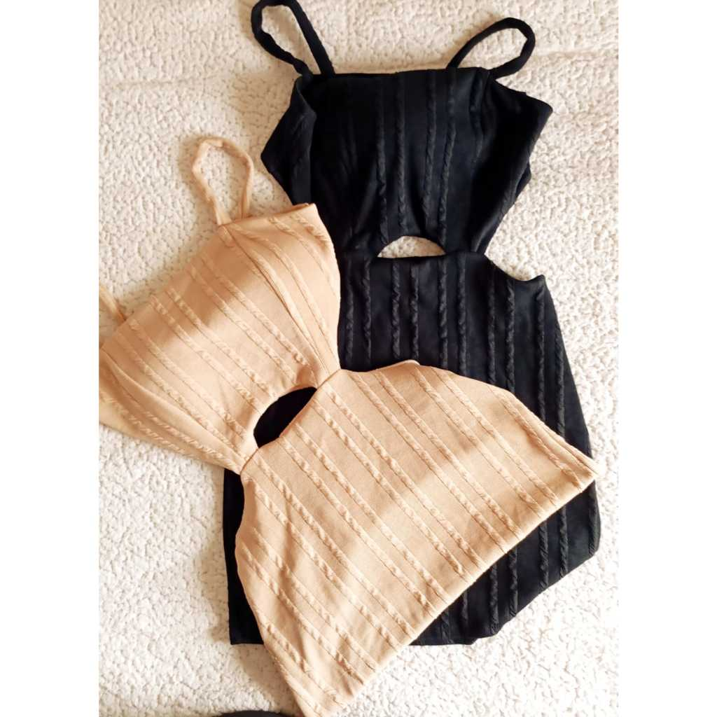 Vestido Feminino tubinho alça com bojo abertura nas laterais elegante
