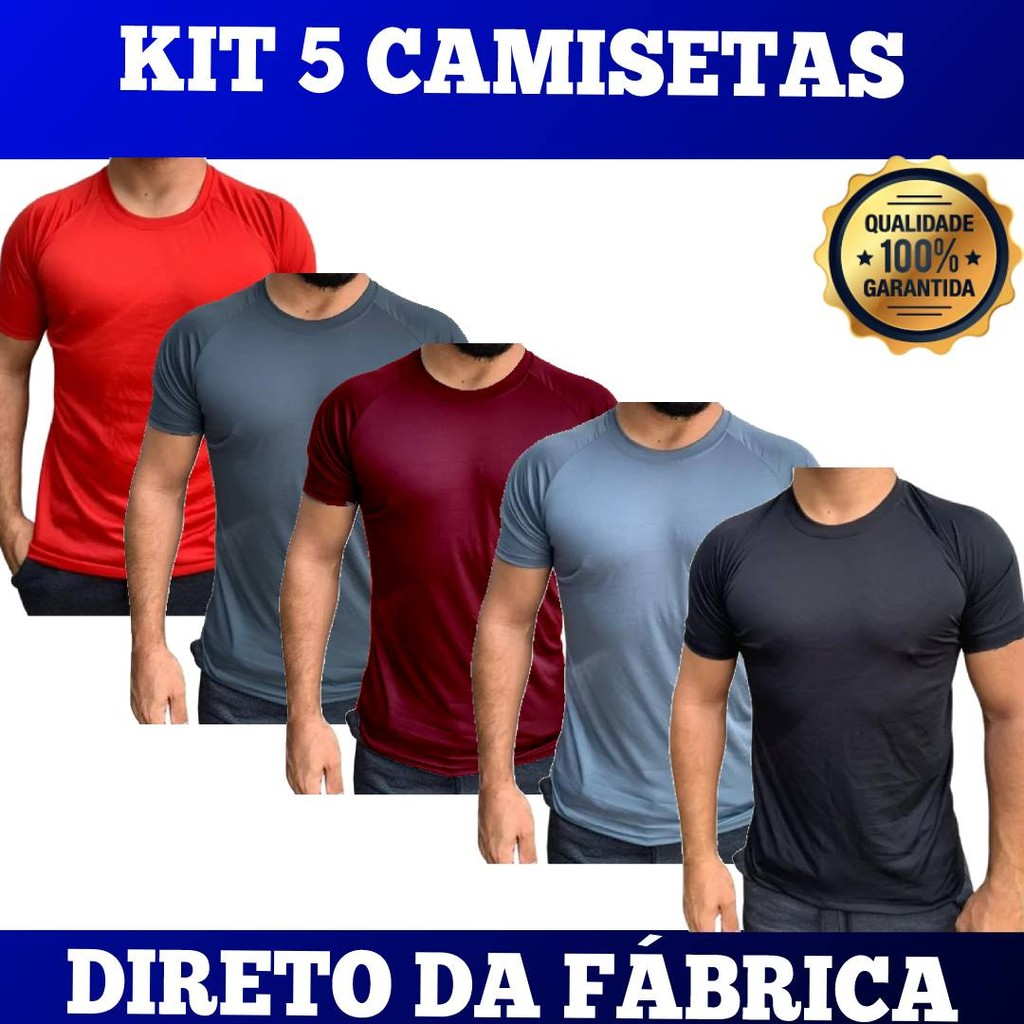 Kit 5 Camisetas Dry Fit Masculina - Casual