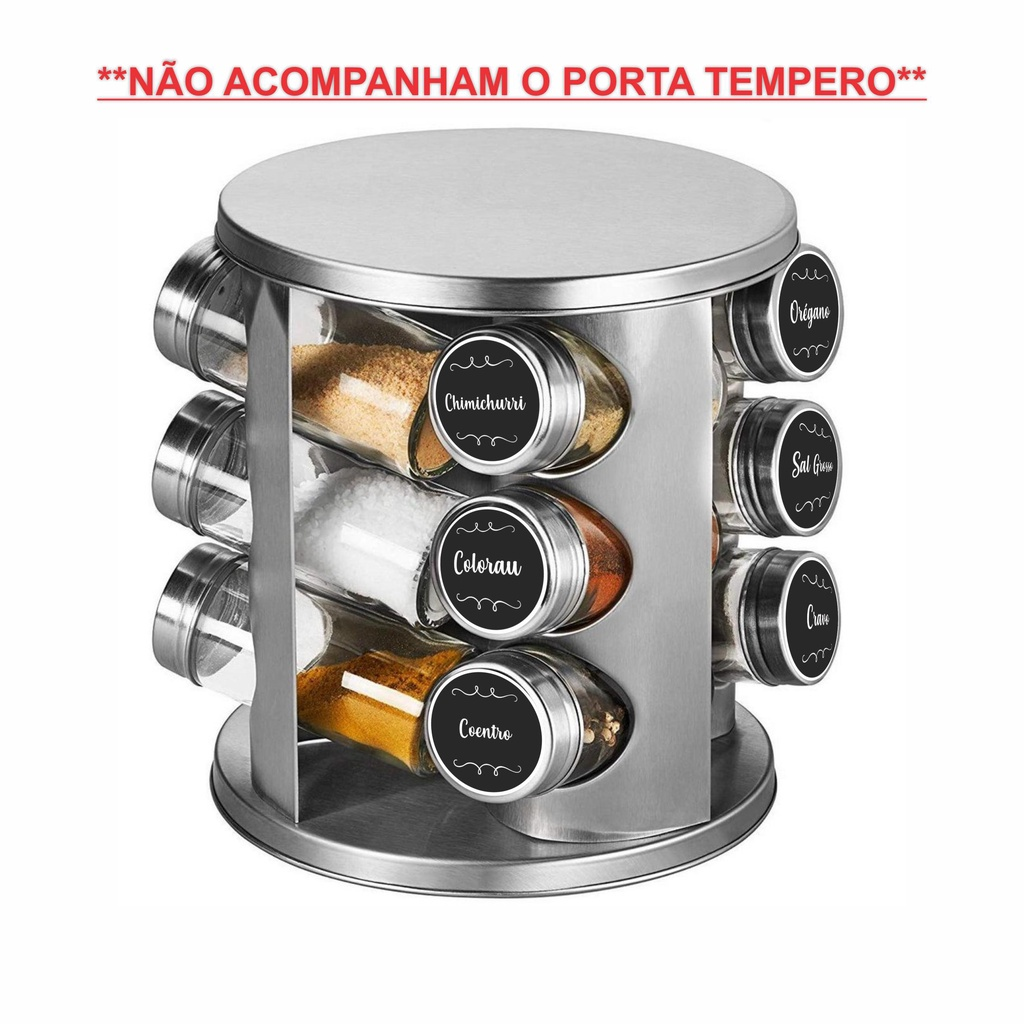 36 Etiquetas para Potes de Condimentos Temperos Mantimentos 3,8x3,8cm