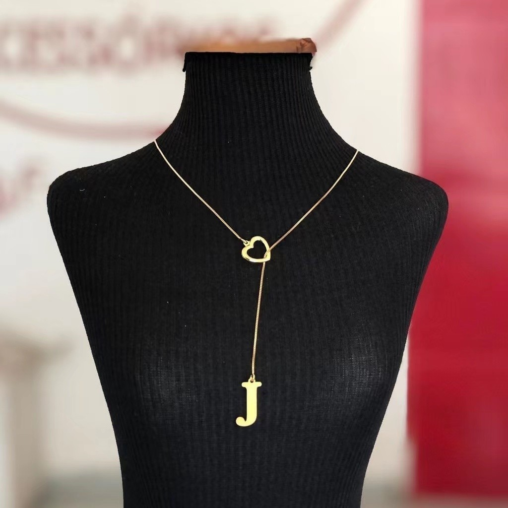 Colar Feminino Gravatinha de Letra Inicial Folheado a Ouro e Prata925