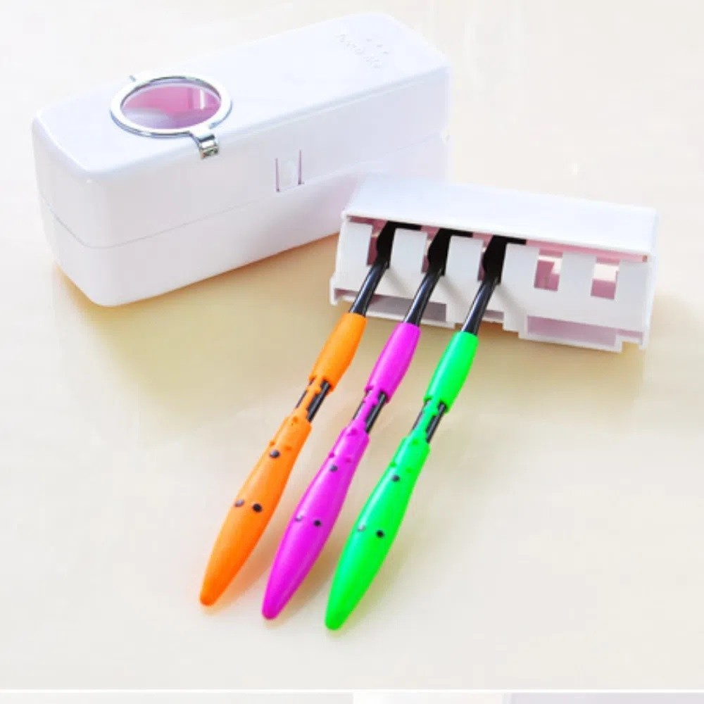 Dispenser Pasta De Dente Creme Dental Porta Escova Com Suporte Prático Econômico