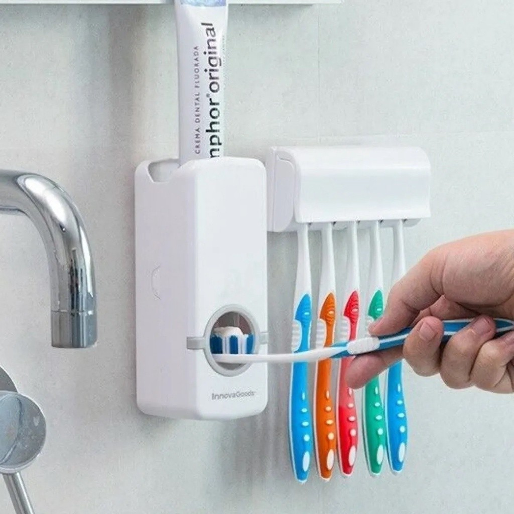 Dispenser Pasta De Dente Creme Dental Porta Escova Com Suporte Prático Econômico