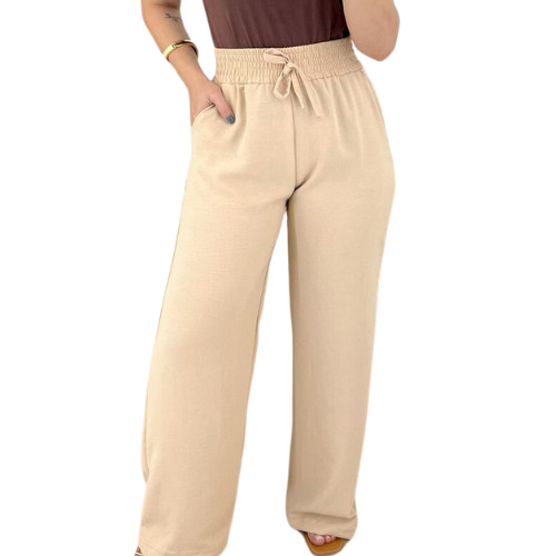Calça Pantalona Duna Cintura Alta Com Bolso Feminina