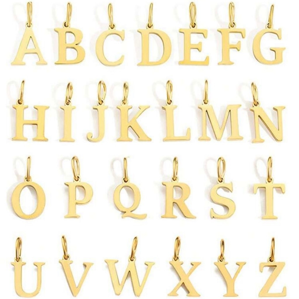 Kit 2 colares elegantes para mulheres com pingentes de letras A-Z, banhados a prata 925 ou ouro 18K