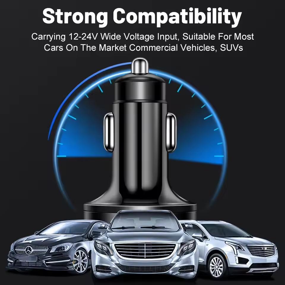 Carregador de carro com 6 portas, carregamento rápido PD QC3.0, adaptador USB C, compatível com iPhone.